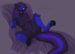 chatin_naidoo digitigrade female furry looking_at_viewer mammal mephitid nude sheruru skunk skunkette solo