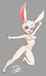 breasts buckteeth dragon_ball dragon_ball_super dzyer nipples pussy rabbit rabbit_ears rabbit_humanoid red_eyes smile sorrel white_fur white_hair