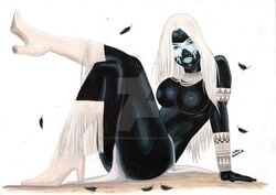 1girls 2018 bare_breasts big_breasts black_eyes black_nipples black_skin boots breasts busty cowboy_boots curvaceous curvy dated deviantart east_of_west erect_nipples facepaint feathers female female_only image_comics leg_up legs_in_air loincloth long_hair native native_american nipples no_bra panties signature sitting solo spirit thick_thighs thighs topless voluptuous watermark west_crow_(character) white_boots white_hair white_lips white_lipstick white_loincloth white_panties wilton_marques_(artist)