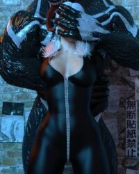 1boy 1girls 2025 3d 3d_(artwork) arms_behind_back big_breasts black_cat_(marvel) bodysuit breasts captured_heroine conjugal_slavery elmeistro fearful_expression felicia_hardy female fit fit_female heroine heroine_in_trouble hourglass_figure larger_male male maledom marvel marvel_comics scared skin_tight spider-man_(series) superhero superhero_costume superheroine thick_thighs tight_clothes tight_clothing venom_(marvel) villain voluptuous voluptuous_female white_hair zipper