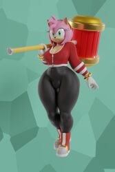 3d_(artwork) 3d_model amy_rose anthro coel3d curvy_female gym_clothes hedgehog hedgehog_girl leggings mobian_(species) pants piko_piko_hammer sonic_(series) thick_legs thick_thighs