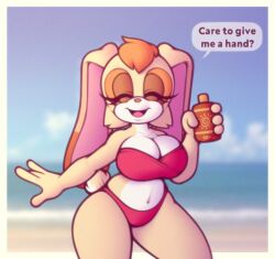 anthro beach big_breasts bikini cocomaniadx milf sonic_(series) thick_thighs vanilla_the_rabbit