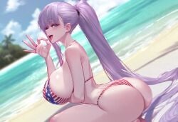 ai_generated artist_request bb_(fate) beach big_ass big_breasts bikini fate_(series) haze