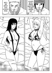 2boys 2girls beach big_breasts bikini breasts canon_genderswap cleavage comic competition dialogue english_text female female_focus female_konohamaru floral_print floral_print_bikini genderswap_(mtf) hand_sign huge_breasts long_hair male male_focus multiple_boys multiple_girls naruko naruto naruto:_the_last naruto_(series) naruto_shippuden ninrubio one-piece_swimsuit outdoors pose posing posing_for_the_viewer rule_63 sarutobi_konohamaru seaside sexy_no_jutsu short_hair sling_bikini slingshot_swimsuit steam story swimsuit take_your_pick tied_hair transformation translated twintails uzumaki_naruto wink