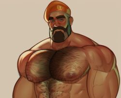 abs bara beard biceps brimstone_(valorant) daddy dilf hairy_chest looking_at_viewer male male_nipples male_only manly mature_male muscular_male nipples nude pecs riot_games skayous solo solo_male valorant