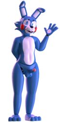 2019 alpha_channel anthro balls erection five_nights_at_freddy's five_nights_at_freddy's_2 hi_res humanoid_penis looking_at_viewer male mammal nude penis smile solo thebunwiththescarf toy_bonnie_(fnaf) transparent_background video_games