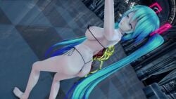 1girls 3d animated athletic_female big_breasts hatsune_miku huge_breasts large_breasts micro_bikini mmd tagme twintails video vocaloid