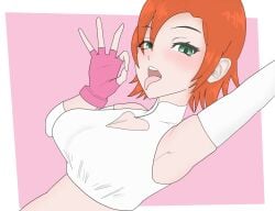 1girls blowjob_gesture blush breasts female female_only human large_breasts nora_valkyrie rwby seductive seductive_look solo