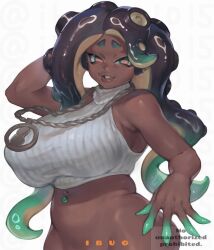 1girls big_breasts dark-skinned_female heart-shaped_pupils huge_breasts ibuo marina_(octo_expansion) marina_(splatoon) nintendo piercing splatoon splatoon_2 splatoon_2:_octo_expansion tagme