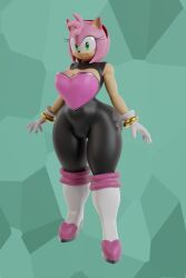 1female 1girl 3d 3d_(artwork) 3d_model amy_rose anthro bodysuit coel3d cosplay curvy_female female female_only hedgehog hedgehog_girl neckline rouge_the_bat_(cosplay) smile smiling smiling_at_viewer solo solo_female sonic_(series) spandex_suit thick_ass thick_legs thick_thighs