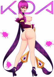 1girls alternate_costume areolae ass breasts evelynn female female_only hair k/da_evelynn k/da_series league_of_legends looking_over_eyewear looking_over_glasses nipples nude pink-tinted_eyewear pink_hair solo sunglasses tinted_eyewear tsuki_riven video_games