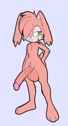 anthro balls big_penis fan_character femboy fours_(artist) genitals green_eyes hi_res huge_cock lagomorph leporid male mammal penis pink_body rabbit scar sega shank_the_rabbit solo sonic_(series) sonic_the_hedgehog_(series)