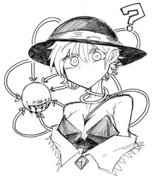 3rdeye_suki big_breasts black_and_white bunnysuit koishi_komeiji monochrome third_eye touhou