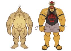 abs activision anthro bara beard biceps big_bulge blizzard_entertainment bowser bulge clothing crossover daddy erection_under_clothes flaccid gas_mask koopa male male_nipples male_only manly mario_(series) mask mature_male muscular_male nintendo nipples overwatch overwatch_2 pecs penis_outline roadhog skayous tattoo tight_clothing