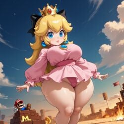 ai_generated big_breasts mario_(series) princess_peach shortstack wide_hips