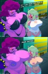 2koma big_breasts blonde_hair blush breasts buckteeth casual casual_exposure casual_nudity clothing deer deltarune duo elbow_gloves english_text exhibitionism exposed_breasts exposed_pussy female female/female fluffy furry furry_female genitals gloves hair hi_res high_resolution horny_female huge_breasts long_hair mammal mojiuwu nipple_piercing nipples noelle_holiday piercing pink_body pink_nipples practically_nude public public_nudity purple_hair purple_nipples pussy reindeer relieved scalie scalie_female staring_at_chest susie_(deltarune) tagme text thick_thighs tomboy undertale_(series) underwear undressing useless_clothing yuri