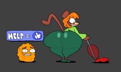 anthro ass_focus big_ass big_butt brainrot brown_fur cartoony cleaning clothed clothing english_text female fur gegagedigedagedago giant_ass huge_ass martha_(max_design_pro) max_design_pro meme monkey monkey_girl monkey_tail nugget_(max_design_pro) orange_hair red_head superiorfox tail text vacuum