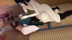 1boy 1girls bondage cum_in_pussy cum_on_body danganronpa dominant_male forced gag genderswap_(mtf) hands_on_head knife longer_than_30_seconds nude_male_partially_clothed_female on_floor ouma_kokichi pleasured prone_bone rape raped_by_enemy saihara_shuuichi sex sex_from_behind submissive_female sweat tagme tied_up twitching video yenzoozie