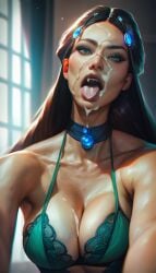 1girls ai_generated avatar_legends avatar_the_last_airbender busty cum_in_mouth cum_on_breasts facial female katara lingerie slutty_outfit snow water_tribe