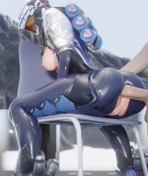 1boy 1girl 3d 3d_(artwork) anal animated blender bodysuit bunny_(the_first_descendant) chair cum cum_in_ass helmet koyz3d no_sound sitting tagme the_first_descendant video