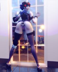 1girls 3d alternate_costume ass black_lily_widowmaker blizzard_entertainment buttplug exposed_ass female female_only human human_only looking_at_viewer looking_back lunar_new_year lunar_new_year_series overwatch solo solo_female superhentaimaster9000 tagme thighhighs thighs widowmaker year_of_the_dog