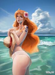1girls 2d 2d_(artwork) 2d_artwork adult adult_female ahoge almost_naked almost_nude arm_tattoo artistic_nude artistic_nudity ass ass_cleavage ass_crack beach_hat blue_sky blue_tattoo breast_squeeze breasts busty busty_female cleavage clouds collarbone covering covering_breasts covering_chest covering_nipples covering_self curvaceous curvaceous_ass curvaceous_body curvaceous_female curvaceous_figure curvaceous_hips curvy curvy_ass curvy_body curvy_female curvy_figure curvy_hips day daylight daytime digital digital_art digital_drawing digital_drawing_(artwork) digital_media digital_media_(artwork) drawing earrings elbows female female_focus female_only fingernails fingers flower flower_hair_ornament flower_in_hair flower_on_head ginger ginger_hair hair_ornament hand_on_breast hand_on_chest hand_on_own_breast hand_on_own_chest hands_on_breasts hands_on_chest hands_on_own_breasts hands_on_own_chest hat hiding_breasts high_resolution highres horizon large_breasts lean_figure lips lipstick long_hair looking_at_viewer looking_sideways looking_to_the_side mature mature_female mostly_nude naked naked_female naked_woman nami_(one_piece) narrow_waist nearly_nude nude nude_female nudity ocean one_piece open_mouth orange-eyed_female orange-haired_female orange_eyebrows orange_eyes orange_hair orange_hair_female outdoor outdoor_nudity outdoors outside panties parted_lips post-timeskip practically_nude pushing_breasts_together pushing_breasts_up red_lips red_lipstick sea seaside shoulders shueisha sky slender_body slender_waist slim_female slim_waist solo squeezing_breast squeezing_breasts squeezing_breasts_together squeezing_own_breasts standing straw_hat tako_art tattoo tattoo_on_arm tattooed_arm thick_ass thick_butt thick_thighs thighs toei_animation tongue topless topless_female underwear upper_body upper_teeth water waves wavy_hair weekly_shonen_jump white_panties white_underwear wide_hips