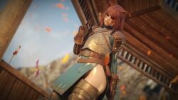 armored_female cat_ears dancing molagballin nature orange_hair outdoors outside red_hair redhead_female skyrim solo solo_female swaying swaying_hips tagme teasing teasing_viewer the_elder_scrolls video