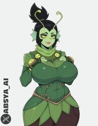 1girls 2026 absya_ai ai_generated anthro big_breasts black_body brawl_stars breasts busty clothed clothing curvy female female_focus female_only fish fish_girl green_fur green_scales green_skin hands_on_breasts huge_breasts large_breasts lipstick mantis_(marvel) mantis_(marvel_rivals) marvel marvel_rivals pink_lipstick ponytail scales slim_waist solo solo_female solo_focus standing supercell thicc thick thick_thighs voluptuous wide_hips willow_(brawl_stars) yellow_sclera
