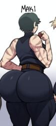 big_ass blackwhiplash bwl green_hair huge_ass jujutsu_kaisen leash leash_pull maki_zenin repost scar scars scars_all_over short_hair thick_ass thick_thighs zenin_maki