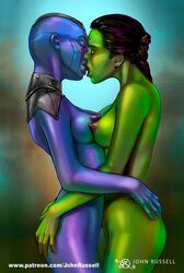 2d 2girls adoptive_siblings adoptive_sister alien alien_girl alien_look_like_human ass_grab blue-skinned_female blue_skin breasts gamora green-skinned_female green_skin guardians_of_the_galaxy guardians_of_the_galaxy_(2014) inseki john_russell kissing marvel marvel_cinematic_universe marvel_comics multiple_girls nebula_(marvel) yuri