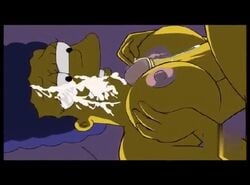 animated breasts cum cum_on_face cumshot famous-toons-facial homer_simpson marge_simpson nipples paizuri the_simpsons titfuck titjob yellow_skin