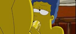 animated blowjob famous-toons-facial fellatio female homer_simpson marge_simpson the_simpsons yellow_skin