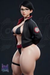 1girls 2026 3d 3d_model adult aged_up ai_assisted ai_generated athletic_female belt belt_buckle big_breasts bikini bikini_top black_eyes black_hair black_jacket black_thong bomber_jacket boruto:_naruto_next_generations boruto:_two_blue_vortex breasts bukkake choker dat_ass detailed eyewear female female_only glasses hands_on_hips high_quality high_resolution highres hourglass_figure konohagakure_symbol large_breasts leg_strap lewdstein light-skinned_female light_skin looking_a looking_at_viewer micro_bikini open_jacket pout red-framed_eyewear red_belt rule63 sarada_uchiha shiny_skin short_hair skin_tight solo standing straps string_bikini sweat teenager thick_thighs thigh_strap thong toned toned_female uchiha uchiha_sarada unzipped voluptuous wet wide_hips
