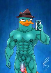 1boy absurd_res anthro electronics epic_games fortnite hi_res male male/male mammal monotreme perry_the_platypus phone platislut platypus rocky_rakoon_(artist) selfie solo