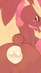 almost_fully_inside ambiguous_gender anal anal_vore animated anonymous_character anthro ass blush brown_body brown_fur butt_focus conduitcore duo fully_inside fur furry generation_4_pokemon gif lopunny nintendo pokemon pokemon_(species) smile star superconductor tail vore willing_prey