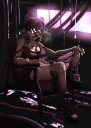 body_modification creepy cyborg female hyena hyena_girl hyena_vtuber looking_at_viewer prosthetic ranillopa refmani solo virtual_youtuber