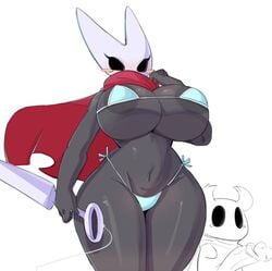 1girls anthro anthrofied areola belly belly_button big_breasts big_penis bikini black_eyes black_sclera blush blushing bra breasts cape clothing duo eyelashes female hips holding holding_object holding_weapon hollow_knight hornet_(hollow_knight) huge_breasts huge_cock humanoid hyper hyper_penis large_breasts male mask masked monochrome mouthless navel no_mouth no_pupils outerwear panties penis protagonist_(hollow_knight) sakana8888888 seductive seductive_eyes seductive_look siblings simple_background small_but_hung solo_focus standing swimwear thick thick_thighs thighs topwear underwear voluptuous weapon white_background wide_hips