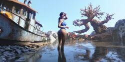 1girls 3d 3d_(artwork) ass bethesda_softworks big_ass breasts dboxx fallout fallout_(tv_series) female female_only lucy_maclean nipple_bulge one-piece_swimsuit solo solo_female