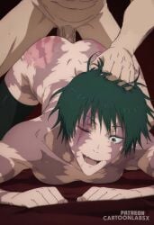 ai_generated anal anal_insertion anal_sex anime anime_style cumming doggy doggy_style doggy_style_position female female_penetrated from_behind from_behind_position fucked_from_behind fucked_into_submission fucked_senseless fucked_silly girl girly green_hair intense intense_orgasm intense_sex jjk jujutsu_kaisen maki_zenin moaning moaning_girl moaning_in_pleasure moaning_loud moaning_on_cock motion muscle_mommy muscles on_all_fours open_mouth orgasm orgasm_face penetration penile_penetration penis penis_in_pussy pussy scar scars scars_all_over scars_on_arm sex sex_from_behind sexual_intercourse strong_female zenin_maki zenin_naoya