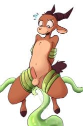 2_horns alpha_channel antelope anthro balls blush bodily_fluids bovid chico_(fuel) color_edit colored countershade_torso countershading digital_drawing_(artwork) digital_media_(artwork) dripping erection flying_sweatdrops fuel_(artist) genital_fluids genitals green_tentacles hi_res hooves horn male male_anthro mammal navel nude_male penis precum precum_drip sex simple_background solo sweat sweatdrop tail tentacle tentacle_sex tentacle_slime third-party_edit translucent translucent_tentacles transparent_background