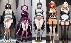 ahe_gao ai_assisted ai_generated albedo_(overlord) guro hanged humiliation lupusregina_beta narberal_gamma noose overlord_(maruyama) shalltear_bloodfallen solution_epsilon unconscious violence wounded