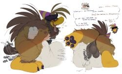 3_toes absurd_res anal anthro avian back_feathers backsack balls bear beard big_balls big_penis black_eyebrows black_nose black_pawpads black_penis bodily_fluids brown_body brown_fur brown_penis clothing club_penguin colored cross-popping_vein cum cum_in_ass cum_inside cum_on_ground cum_on_penis dialogue duckbrained duo embarrassed english_text eyebrows facial_hair feet flustered fur gaping genital_fluids genitals hat head_tuft headgear headwear heart_symbol herbert_p._bear hi_res hunched_over looking_pleasured male male/male mammal missing_tooth motion_lines moustache multiple_drawings onomatopoeia party_hat pawpads paws penis plap polar_bear profanity pull_out raised_foot rear_view saliva saliva_on_tongue saliva_string sam_the_sasquatch sasquatch shlop side_view simple_background sound_effects standing text thick_eyebrows toes tongue tongue_out tuft unibrow ursine white_background white_body white_fur