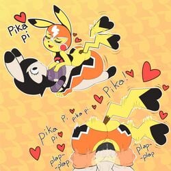 1boy 1girls anthro anus ass butt cosplay_pikachu duo heart inflation motion_lines nintendo onomatopoeia penis pikachu pikachu_libre plap pokémon_(species) pokemon pussy riding_penis sex shortstack shorty_stories sound_effects vaginal vaginal_penetration