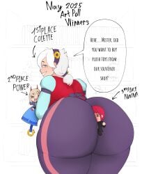 1girls 3girls ass ass_focus between_buttocks between_cheeks big_ass brawl_stars chainsaw_man clothed colette_(brawl_stars) fat_ass female female_only huge_ass ladno_(artist) larger_female makima_(chainsaw_man) power_(chainsaw_man) pozetiwchik text trapped_in_ass trapped_in_butt