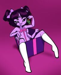 christmas christmas_present jek_korpen muffet multiple_arms multiple_eyes pigtails ribboned_body socks spider_girl spider_humanoid tagme undertale undertale_(series)