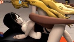 2girls 3d animated animated_gif bare_breasts black_hair blonde_hair breasts female gif incest leggings long_hair marcovee4 ruby_rose rwby sisters source_filmmaker strap-on yang_xiao_long yuri