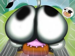 1girls bovine cow_(mario) cow_horns cow_tail female female_focus female_only feral kdgamer015 mario_(series) mario_kart mario_kart_world moo_moo_(mario) moo_moo_meadows_cow nintendo nose_piercing nose_ring solo solo_female udders white_fur