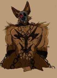 absurd_res alejandrogsd_(artist) canid canid_demon canine canis chains demon domestic_dog german_shepherd hellhound herding_dog hi_res macro male_only mammal muscular pastoral_dog pecs penis pubes shackles thanatos_(character)