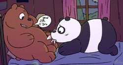 balls bed brown_bear cartoon_network dialogue duo fellatio giant_panda grizzly_(wbb) grizzly_bear incest male mammal oral panda_(wbb) peachy-pudding penile penis sex ursid ursine we_bare_bears yaoi