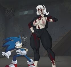 anthro basement black_headband black_headwear black_jacket black_leggings blood blood_on_face blue_hair boobs_out breasts_out commission commission_art corrin_(fire_emblem) corrin_(fire_emblem)_(female) crossover female fire_emblem fire_emblem_fates hedgehog intelligent_systems male nintendo scared_face scared_male sega showing showing_breasts smile sonic_(series) sonic_the_hedgehog sonic_the_hedgehog_(series) super_smash_bros. tall_female taller_female tits_out yandere yandere_eyes